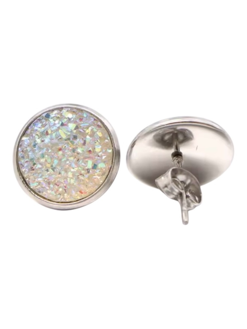 Tucson Gem & Minerals Opal Sky Druzy Stud Earrings 10mm NWT - Picture 5 of 15